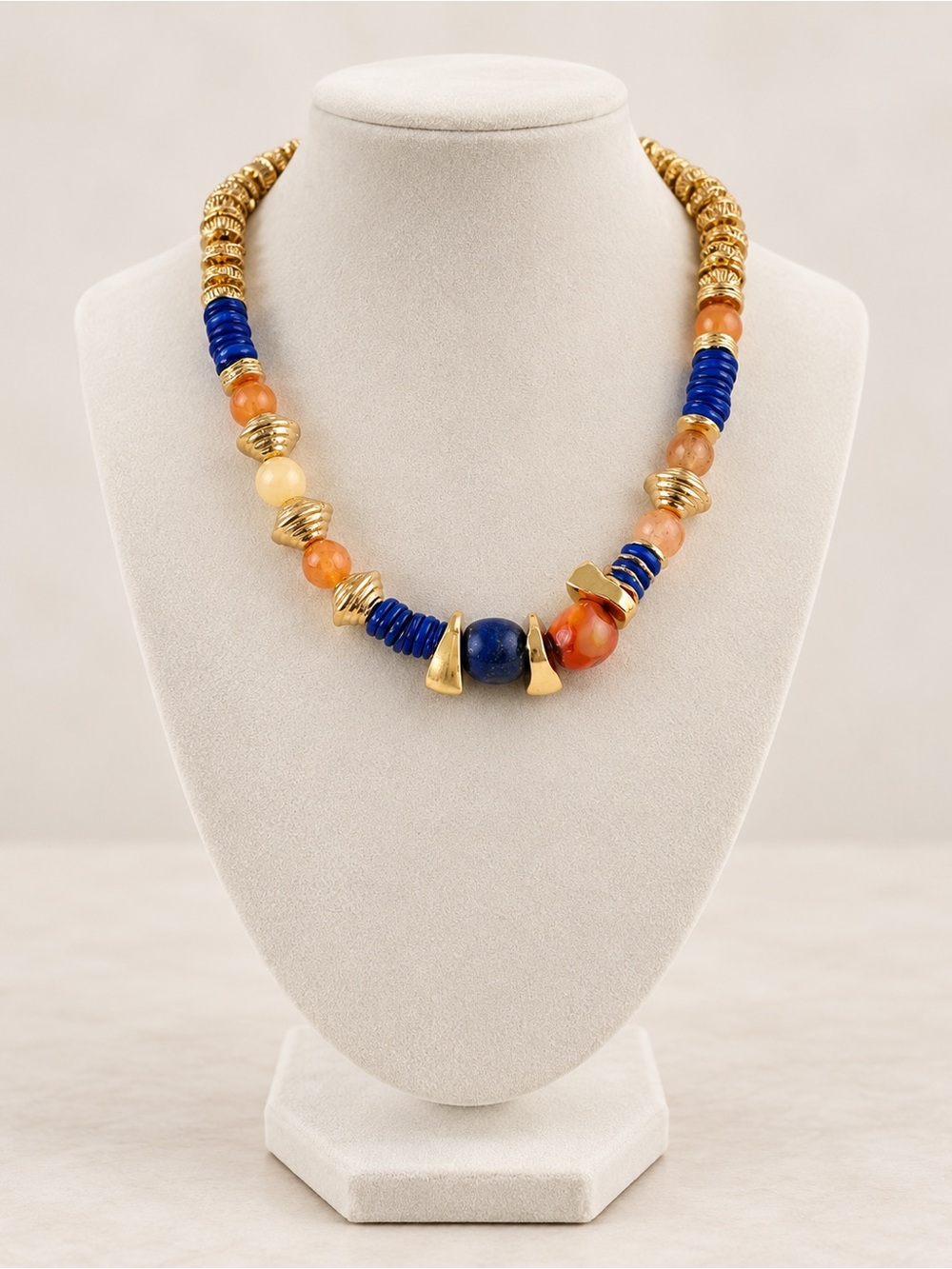 Beymen Special Artisan Style Beaded Necklace – Blue/Orange/Gold